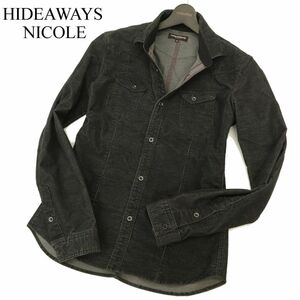 HIDEAWAYS NICOLE ハイダウェイ ニコル 秋冬 長袖 コーデュロイ★ ウエスタン シャツ Sz.48　メンズ グレー　C3T09675_A#B