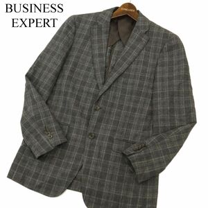 美品★ BUSINESS EXPERT ビジネス エキスパート 秋冬 ウール100%★ 2B テーラード ジャケット Sz.92A5　メンズ グレー　C3T09929_B#N