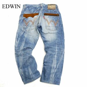 EDWIN エドウィン 通年 EXS413 USED加工★ ウエスタン ストレート デニム パンツ ジーンズ Sz.32　メンズ 日本製　C3B04217_B#R