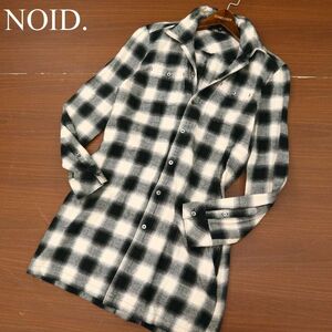 NOID. ノーアイディー 秋冬 長袖 ロング★ チェック ネル シャツ Sz.2　メンズ　C3T09796_B#B