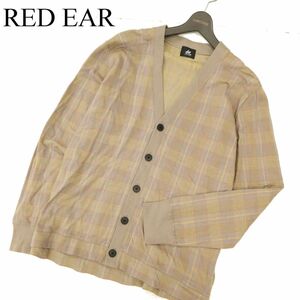 RED EAR レッドイヤー ポールスミス 通年 チェック柄★ カーディガン Sz.L　メンズ ベージュ 日本製　C3T09789_B#O