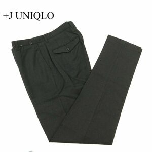 21AW★美品 +J UNIQLO ユニクロ × ジルサンダー 秋冬 ウール100%★ スラックス テーパード パンツ Sz.79　メンズ グレー　C3B04251_B#Q