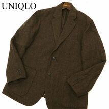 20AW★美品 UNIQLO ユニクロ 秋冬 ウール★ 2B ツイード テーラード ジャケット Sz.XL　メンズ 大きいサイズ　C3T09920_B#N_画像1