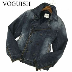 VOGUISH ヴォーギッシュ ルパート 秋冬 USED加工 デニム 裏起毛★ 裏ボア ダブル ライダース ジャケット Sz.L　メンズ　C3T09954_B#N