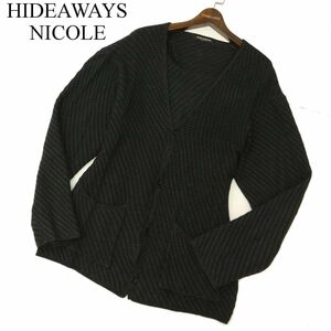 22aw HIDEAWAYS NICOLE ハイダウェイ ニコル 秋冬 総柄★ 12GG ニット カーディガン Sz.48　メンズ グレー　C3T10128_B#N