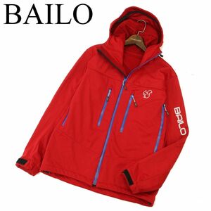 BAILO バイロ 秋冬 ロゴプリント★ ジップポケット フーディー パーカー ジャケット ブルゾン Sz.M　メンズ 赤 日本製　C3T10122_B#N