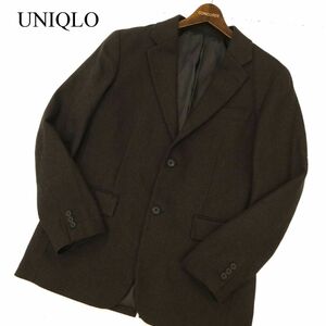 22AW★ UNIQLO ユニクロ 秋冬 総裏 ウールブレンド★ ヘリンボーン柄 2B アンコン テーラード ジャケット Sz.M　メンズ　C3T10075_B#N