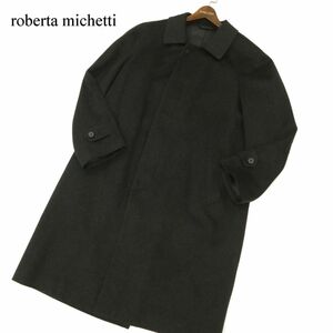 Roberta Michetti ロベルタミケッティ イタリア製生地 ピュア カシミヤ100%★ 比翼 ステンカラー コート Sz.L　メンズ 黒　C3T10071_B#N