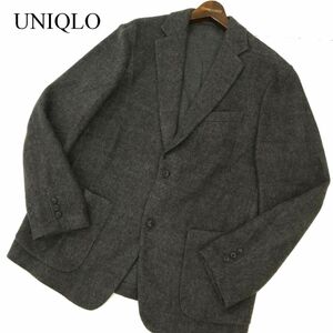 UNIQLO ユニクロ 秋冬 ウールブレンド★ 2B ニット テーラード ジャケット Sz.XL　メンズ グレー 大きいサイズ　C3T10069_B#N