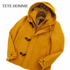 TETE HOMME テットオム 秋冬 メルトンウール★ 中綿 ショート丈 ダッフルコート Sz.6　メンズ 黄色　C3T10065_B#N