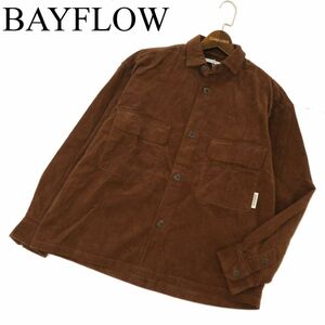 【新品 20AW】 BAYFLOW ベイフロー 秋冬 オーバーサイズ★ 長袖 コーデュロイ ワーク シャツ Sz.2　メンズ 茶色系 未使用　C3T10135_B#B