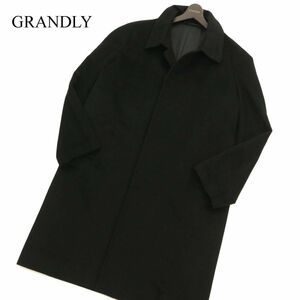 GRANDLY グランドリー フジコウ 秋冬 ウール混 カシミヤ★ ステンカラーコート Sz.LL　メンズ 黒 大きいサイズ フォーマル　C3T10179_B#N