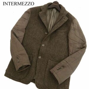 INTERMEZZO インターメッツォ レナウン 秋冬 中綿★ ウール混 切替 ニット ジャケット ブルゾン Sz.M　メンズ　C3T10151_B#N