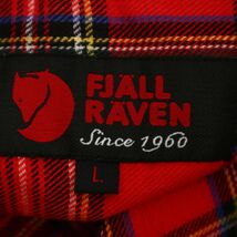 FJALL RAVEN フェールラーベン 通年 長袖 ロゴ刺繍★ ビッグシルエット チェック シャツ Sz.L　メンズ アウトドア 赤　C3T10149_B#C_画像6