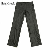 Heal Creek ヒールクリーク 秋冬 保温 ストレッチ★ コーティング フェイク レザー パンツ Sz.88　メンズ 黒 ゴルフ　C3B04304_B#Q_画像1