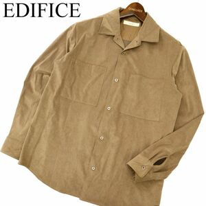 EDIFICE エディフィス 秋冬 長袖 ストレッチ 【フェイク スウェード レザー】 シャツ Sz.L　メンズ 日本製　C3T10209_B#B