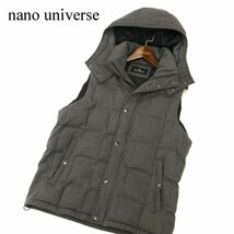 nano universe ナノユニバース 秋冬 フード着脱可 フーディー ダウン★ ベスト Sz.L　メンズ グレー　C3T09647_A#N_画像1