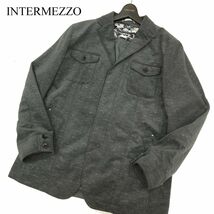 INTERMEZZO インターメッツォ レナウン 秋冬 【フェイク スウェード レザー】 テーラード ジャケット Sz.L　メンズ グレー　C3T10396_B#N_画像1