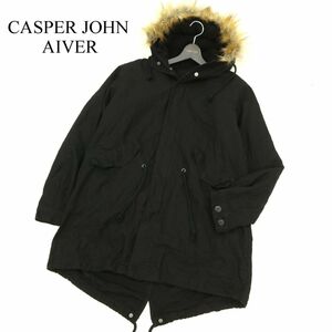 CASPER JOHN AIVER キャスパージョン アイバー 秋冬 中綿 裏ボア★ M-51 フーディー モッズコート Sz.M　メンズ 黒　C3T10394_B#N