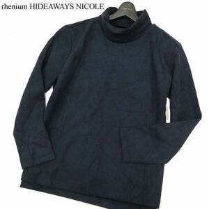 rhenium HIDEAWAYS NICOLE ハイダウェイ ニコル 長袖 フェイク スウェード レザー カットソー ロンTシャツ Sz.50　メンズ 紺　C3T10391_B#E