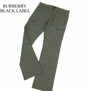 BURBERRY BLACK LABEL バーバリー ブラックレーベル 秋冬 ストレッチ★ シューカット カーゴ パンツ Sz.79　メンズ グレー　C3B04355_B#Q