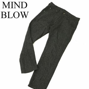 MIND BLOW メンズビギ 秋冬 ウール★ ツイード ヘリンボーン柄 テーパード パンツ Sz.M　メンズ グレー　C3B04371_B#Q