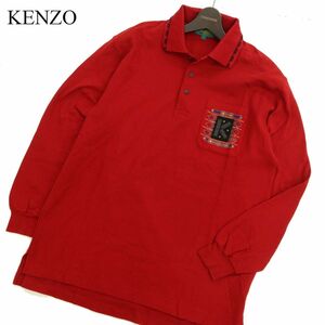 KENZO GOLF ケンゾー ゴルフ 通年 長袖 胸刺繍★ ストレッチ ポロシャツ Sz.4　メンズ 赤 日本製　C3T10435_B#C