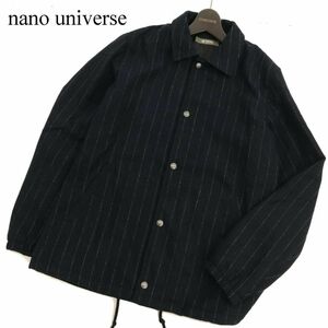 19AW nano universe ナノユニバース 秋冬 ウール混★ ストライプ コーチジャケット Sz.M　メンズ ネイビー　C3T10299_B#N