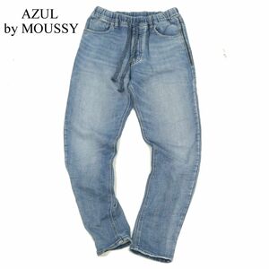 AZUL by MOUSSY アズール マウジー USED加工★ テーパード イージー スウェット ドビー デニム パンツ ジーンズ Sz.S メンズ　C3B04395_B#R