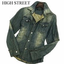 HIGH STREET ハイストリート 通年 USED加工★ ウエスタン デニム シャツ Sz.M　メンズ　C3T10456_B#C_画像1