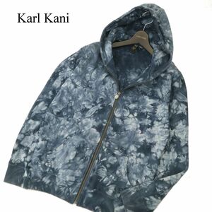 Karl Kani カールカナイ 秋冬 ロゴ刺繍★ 総柄 スウェット 裏起毛 フーディー ジップ パーカー Sz.L　メンズ　C3T10813_B#H