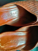 【COLE・HAAN コールハーン】[6 1/2 23.5cm] イタリー製 本革メッシュミュール レザーサンダル こなれ 柔かい革 茶 ゆうパック送698円_画像6