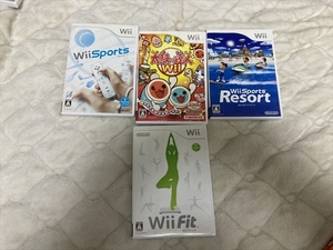 23-Wii-63　ニンテンドーWii　太鼓の達人　Wiifit　Wiiスポーツリゾート　セット　ジャンク扱い動作未確認