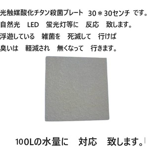 臭い亀　金魚　メダカ　対応 強力殺菌し　臭いを　軽減　光触媒酸化チタン殺菌プレート 　30＊30センチ　　1