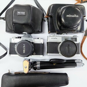 I090 カメラ まとめ MINOLTA HI-MATIC7 ROKKO-PF 1:1.8=45mm PETRI ⅴ6 C.C Auto 1:1.8 f=55mm No.459838 中古 ジャンク品 訳あり