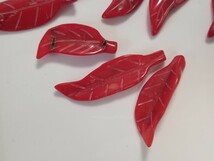 珊瑚パーツ さんごビーズ　赤サンゴルース　木葉アクセサリー素材３_画像5