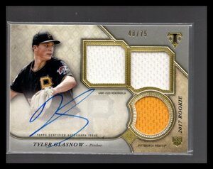 2017 Topps Triple threads TYLER GLASNOW RC Autograph Jersey Triple Relic 48/75