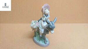 N-74 難あり 廃盤 希少 LLADRO リヤドロ 5465 Look at me ロバに乗った少女 女の子 フィギュリン 磁器 人形 置物 girl donkey figurine 