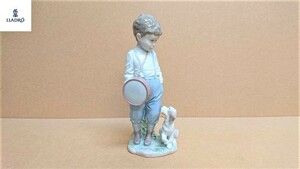 N-62 廃盤 希少 LLADRO リヤドロ 6846 フレンドリーデュエット 男の子 犬 フィギュリン 陶磁器 人形 置物 Friendly Duet boy dog figurine.
