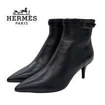 未使用 エルメス HERMES ブランシュ ブーツ ショートブーツ 靴 シューズ Hバックル レザー ブラック 黒_画像1