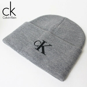  new goods Calvin Klein Jeans Logo knitted cap gray 