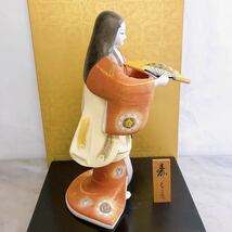博多人形 伝統工芸品 陶器人形 置物 着物 女性 レトロ 井上あき子作 寿 ケース無し_画像4