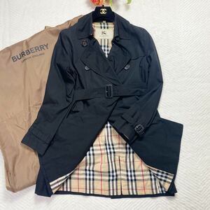 【現行 最新モデル】バーバリーロンドン BURBERRY LONDON ESTABLISHED トレンチコート ノバチェック 英国柄 ブラック 黒 Lサイズ相当 UK10