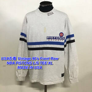 【T703】 ★目玉商品★ アメリカ古着卸オススメ Vintage 90's Front Row NBA PISTONS L/S TEE XL MADE IN USA 大特価