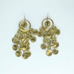 [1980s] Vintage Gold plate design earrings antique gold earrings Drop art 