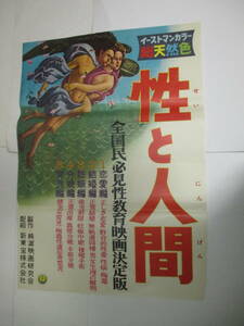 映画ポスター　非売品　 性と人間 純潔映画研究会　新東宝　衛生博覧会　衛生展覧会　見世物　エログロナンセンス　1960年　木元健太
