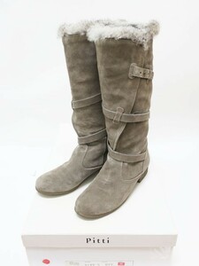 pitti/ピッティ/靴/ブーツ/ファー＆ベルト/SIZE23/23cm/グレー