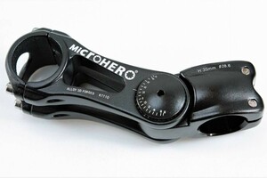 【即納】MicrOHERO　軽量292g　肉抜きデザイン　角度可変ステム　Φ31.8/110-28.6mm　+-85度 ブラック