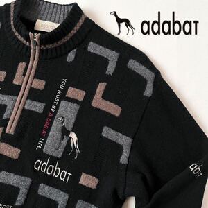 アダバット adabat ハーフジップ ニットセーター 46 (L) ブラック ブラウン グレー ウール セーター