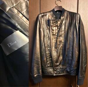 【極美品】超絶貴重！Dior homme（ディオールオム）牛革ダーツレザージャケット（レザーライダース）2009SS ランウェイコレクション クリス